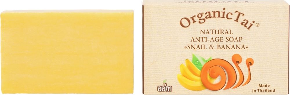 заказать и купить OrganicTai Натуральное антивозрастное мыло «Экстракт Улитки и Банан», 100 г