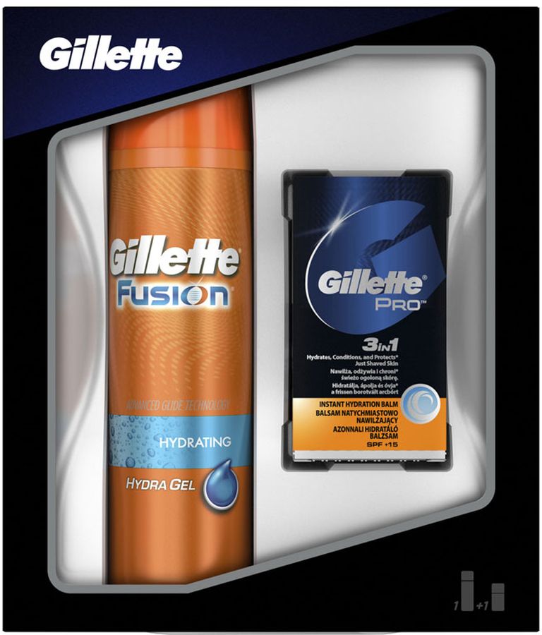 заказать и купить Gillette Fusion Гель Для Бритья, 200 мл Подарочный Набор + Бальзам 3в1, 50 мл
