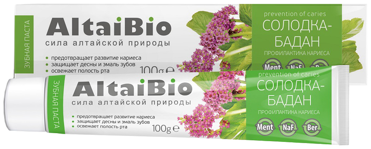 заказать и купить AltaiBio Зубная паста для профилактики кариеса Солодка-Бадан, 100 г