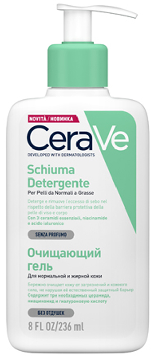 заказать и купить CeraVe Очищающий гель для нормальной и жирной кожи лица и тела, 236 мл