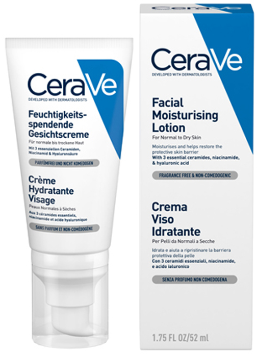 заказать и купить CeraVe Увлажняющий лосьон для нормальной и сухой кожи лица, 52 мл