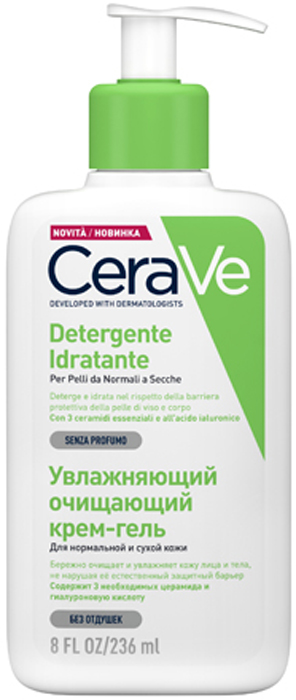 заказать и купить CeraVe Увлажняющий очищающий крем-гель для нормальной и сухой кожи лица и тела, 236 мл