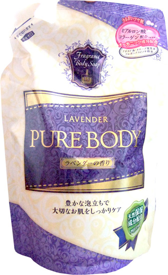 заказать и купить Mitsuei Pure Body Увлажняющий гель для душа с гиалуроновой кислотой, коллагеном и экстрактом алоэ, с ароматом лаванды, 400 мл, мягкая упаковка